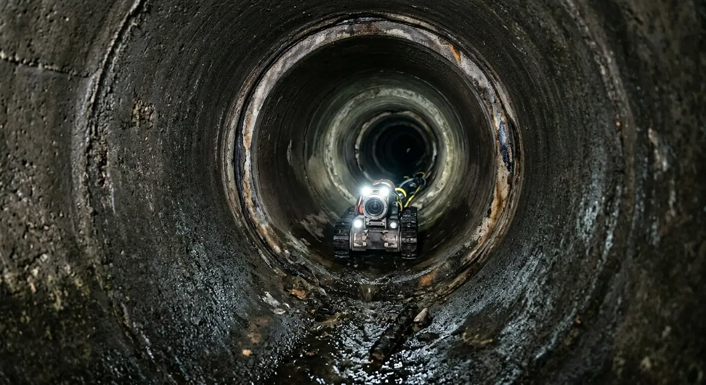 Robotic sewer camera inspecting pipe interior for Sewer Line Repair in Mascotte